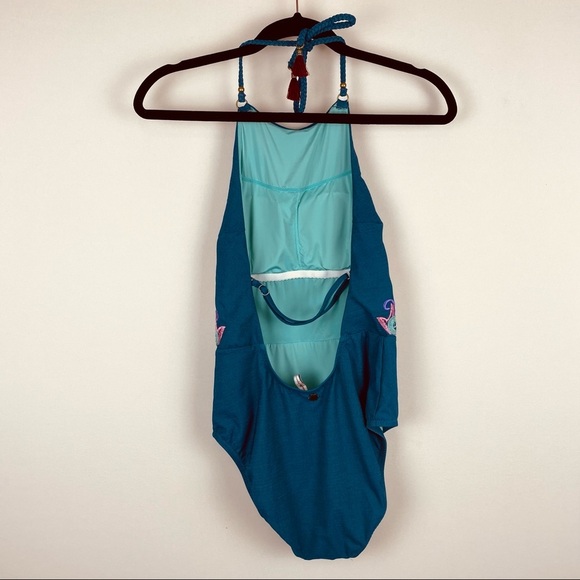 Nanette Lepore Denim Blue Dazed Seductress Embroidered One-piece Bathing Suit - Picture 6 of 10